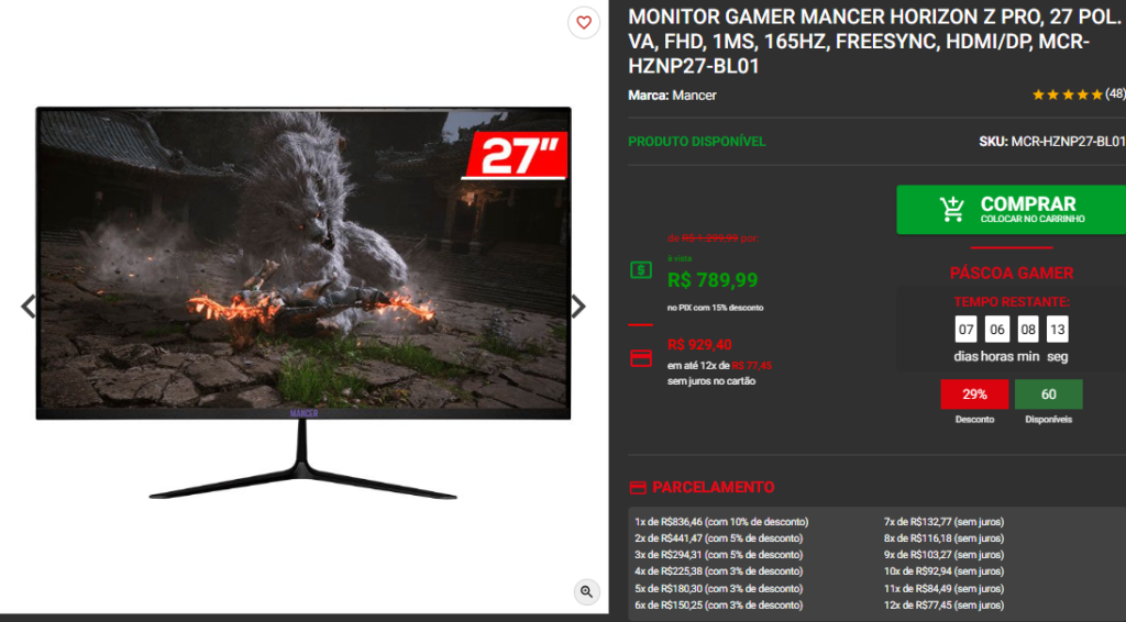 Monitores Pichau em promoção: Descontos de até 40% 3 Monitores Pichau em promoção: Descontos de até 40% Captura de tela 2025 04 14 105150