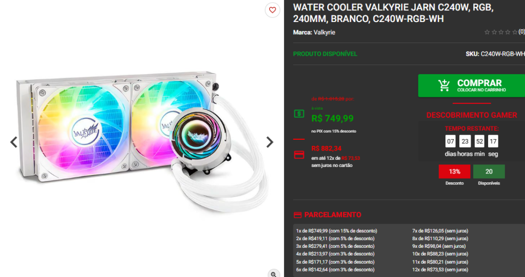 Water Cooler em promoção: 3 opções disponíveis na Pichau Captura de tela 2025 04 22 170747