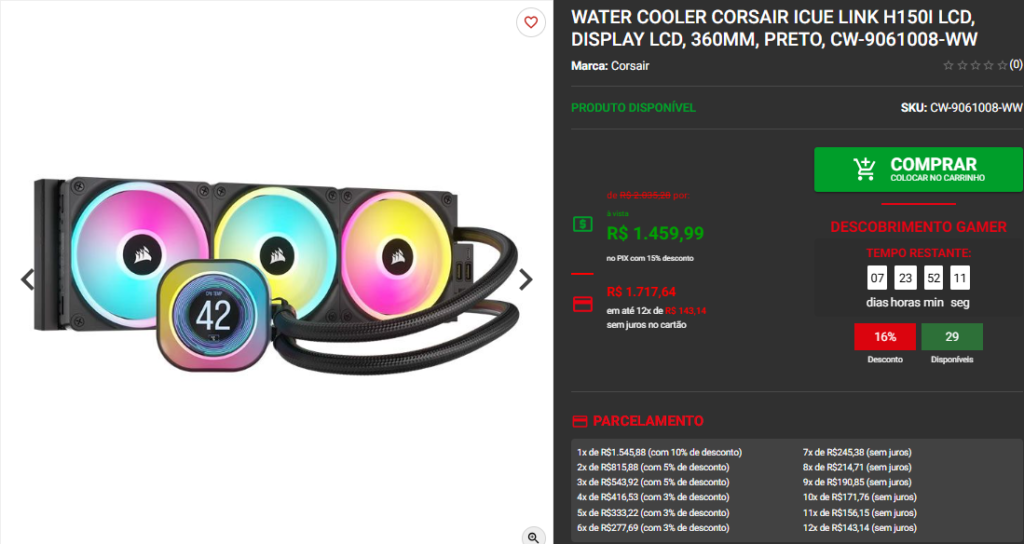 Water Cooler em promoção: 3 opções disponíveis na Pichau Captura de tela 2025 04 22 170752