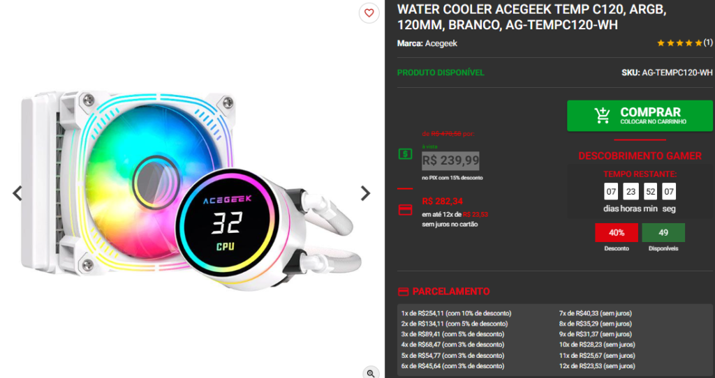 Water Cooler em promoção: 3 opções disponíveis na Pichau Captura de tela 2025 04 22 170756