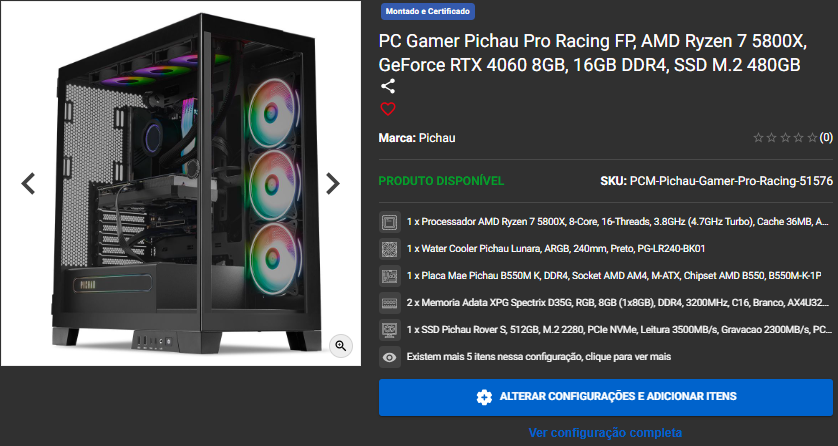PC Gamer em promoção na Pichau: 3 opções potentes por menos de R$ 6k Captura de tela 2025 05 05 171522.png
