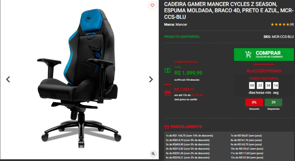 Blaster Prumo: 3 opções de Cadeira Gamer em promoção na Pichau 4 Blaster Prumo: 3 opções de Cadeira Gamer em promoção na Pichau Captura de tela 2025 05 13 172549