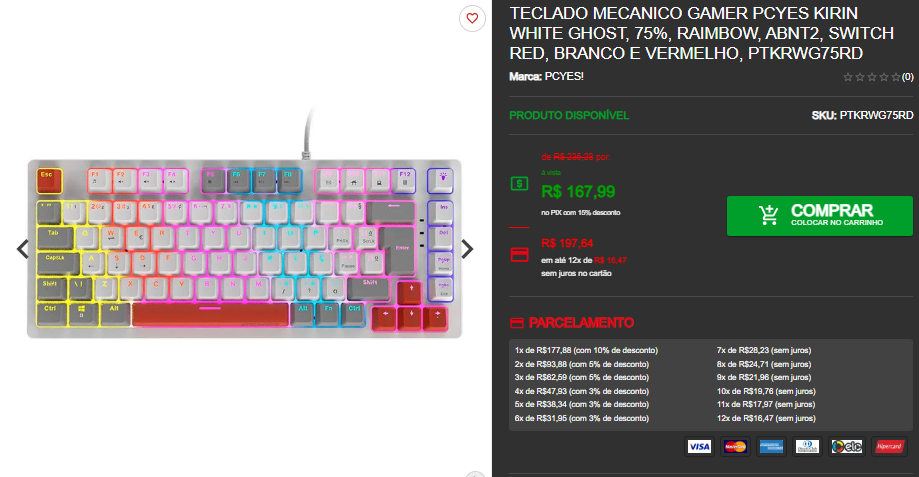 Teclado Mecânico Gamer em promoção na Pichau, preços a partir de R$ 99,99 Captura de tela 2025 05 19 163342.png