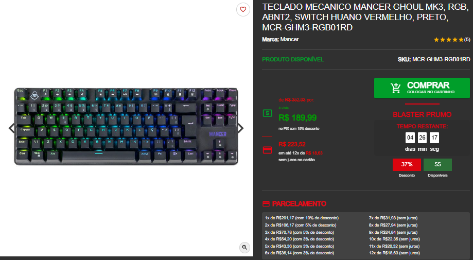 Teclado Mecânico Gamer em promoção na Pichau, preços a partir de R$ 99,99 Captura de tela 2025 05 19 163347.png