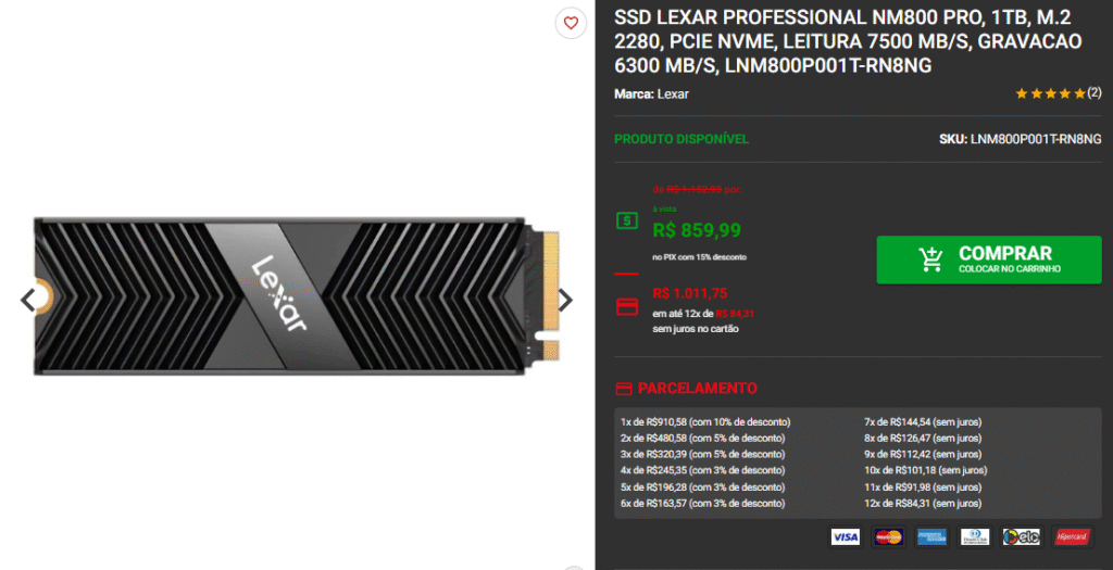 Prumozão SSD M.2: 3 opções com 1TB da Lexar para aproveitar os descontos 3 Prumozão SSD M.2: 3 opções com 1TB da Lexar para aproveitar os descontos Captura de tela 2025 06 12 163425