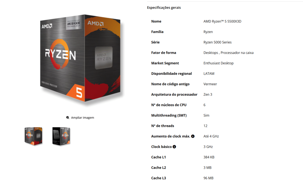 AMD Ryzen 5 5500X3D: O Processador Gamer de Entrada que Vai Brilhar no Brasil 3 AMD Ryzen 5 5500X3D: O Processador Gamer de Entrada que Vai Brilhar no Brasil Captura de tela 2025 06 16 175838
