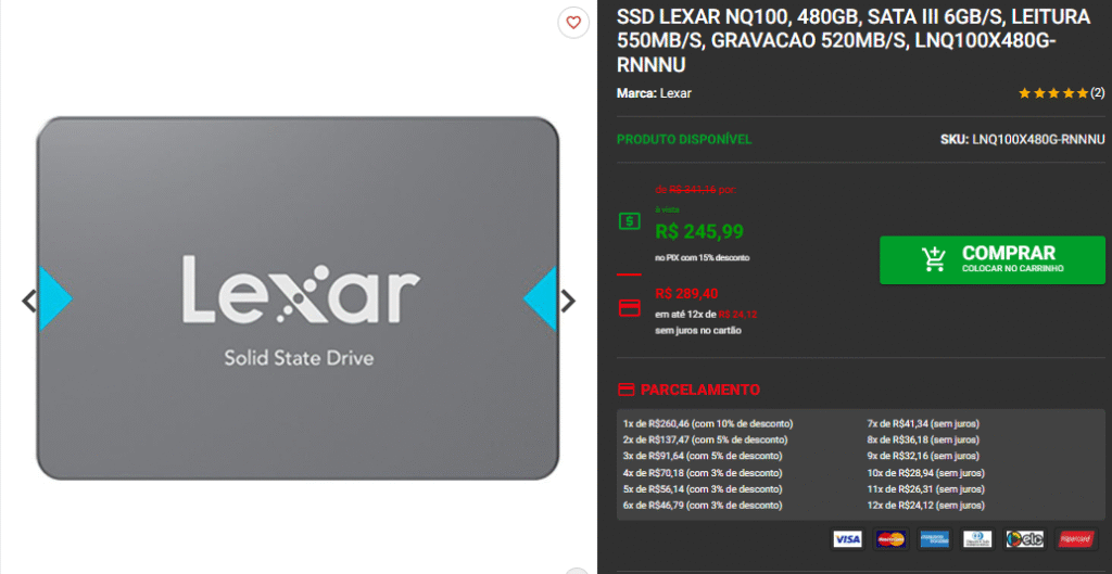 SSD Sata III em promoção: 3 opções da Lexar na Pichau Captura de tela 2025 06 18 081857