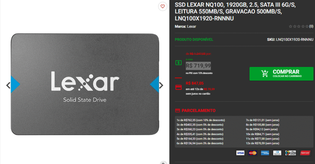SSD Sata III em promoção: 3 opções da Lexar na Pichau Captura de tela 2025 06 18 081902