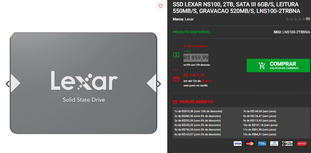 SSD Sata III em promoção: 3 opções da Lexar na Pichau Captura de tela 2025 06 18 081906