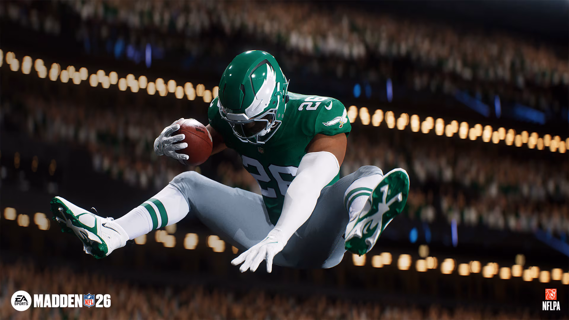 Saquon Barkley, jogador do Philadelphia Eagles, capa do Madden 26