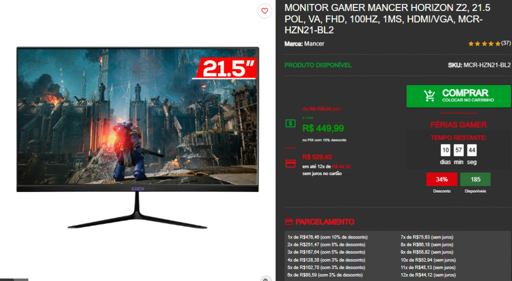 Monitor Gamer em Promoção: 3 opções por menos de R$ 700 na Pichau 2 Monitor Gamer em Promoção: 3 opções por menos de R$ 700 na Pichau Captura de tela 2025 07 08 160223