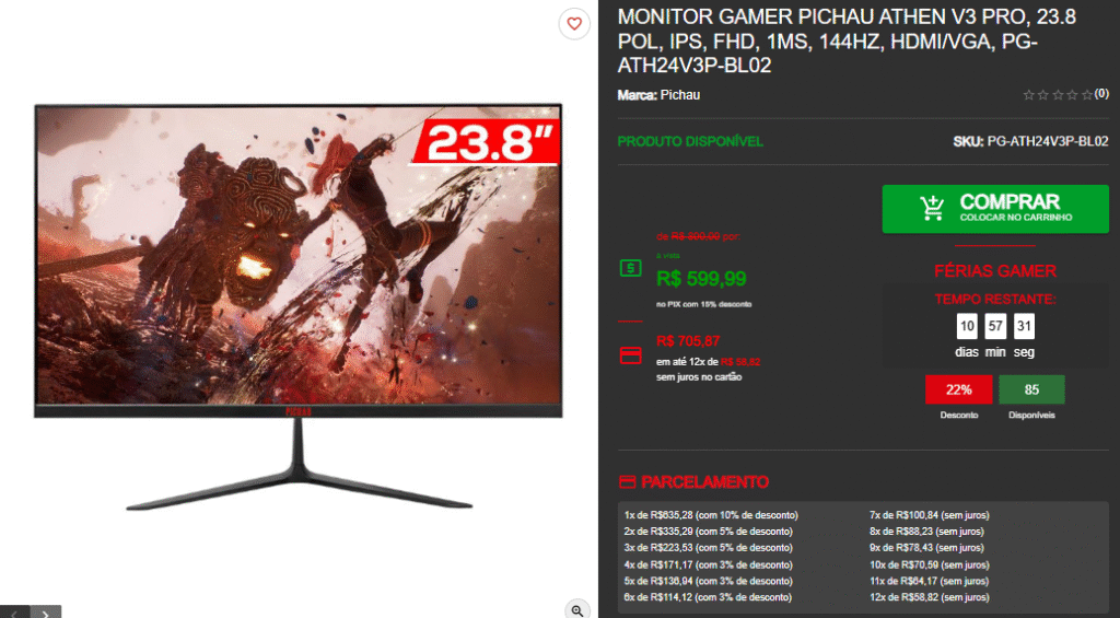 Monitor Gamer em Promoção: 3 opções por menos de R$ 700 na Pichau 3 Monitor Gamer em Promoção: 3 opções por menos de R$ 700 na Pichau Captura de tela 2025 07 08 160232