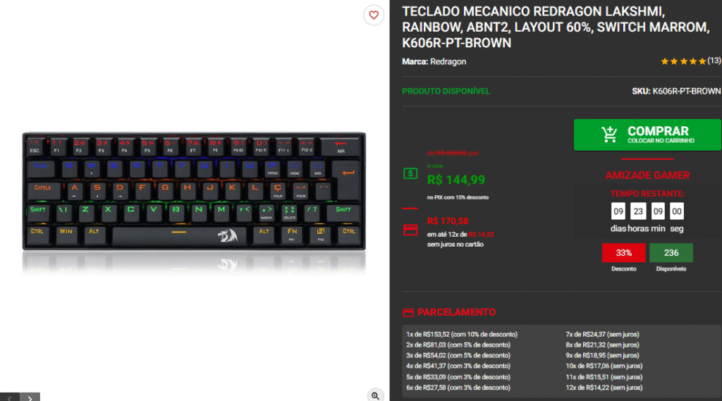 Teclado Mecânico por menos de R$200: Confira as promoções 2 Teclado Mecânico por menos de R$200: Confira as promoções Captura de tela 2025 07 22 175103