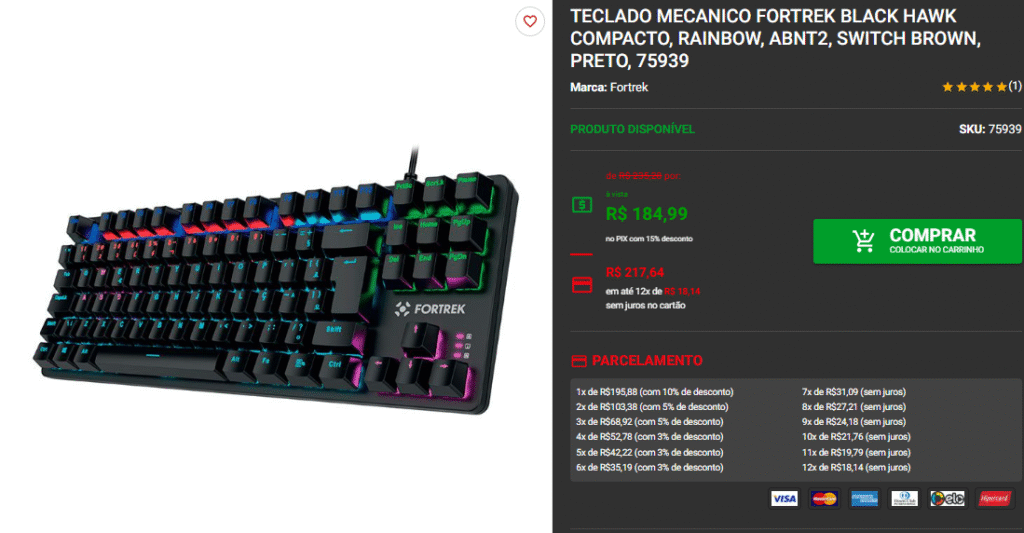 Teclado Mecânico por menos de R$200: Confira as promoções 4 Teclado Mecânico por menos de R$200: Confira as promoções Captura de tela 2025 07 22 175117