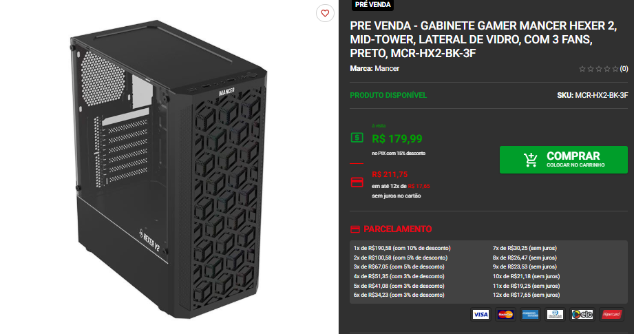Gabinetes Baratos: 3 opções por menos de R$200 na Pichau Captura de tela 2025 07 25 123901.png