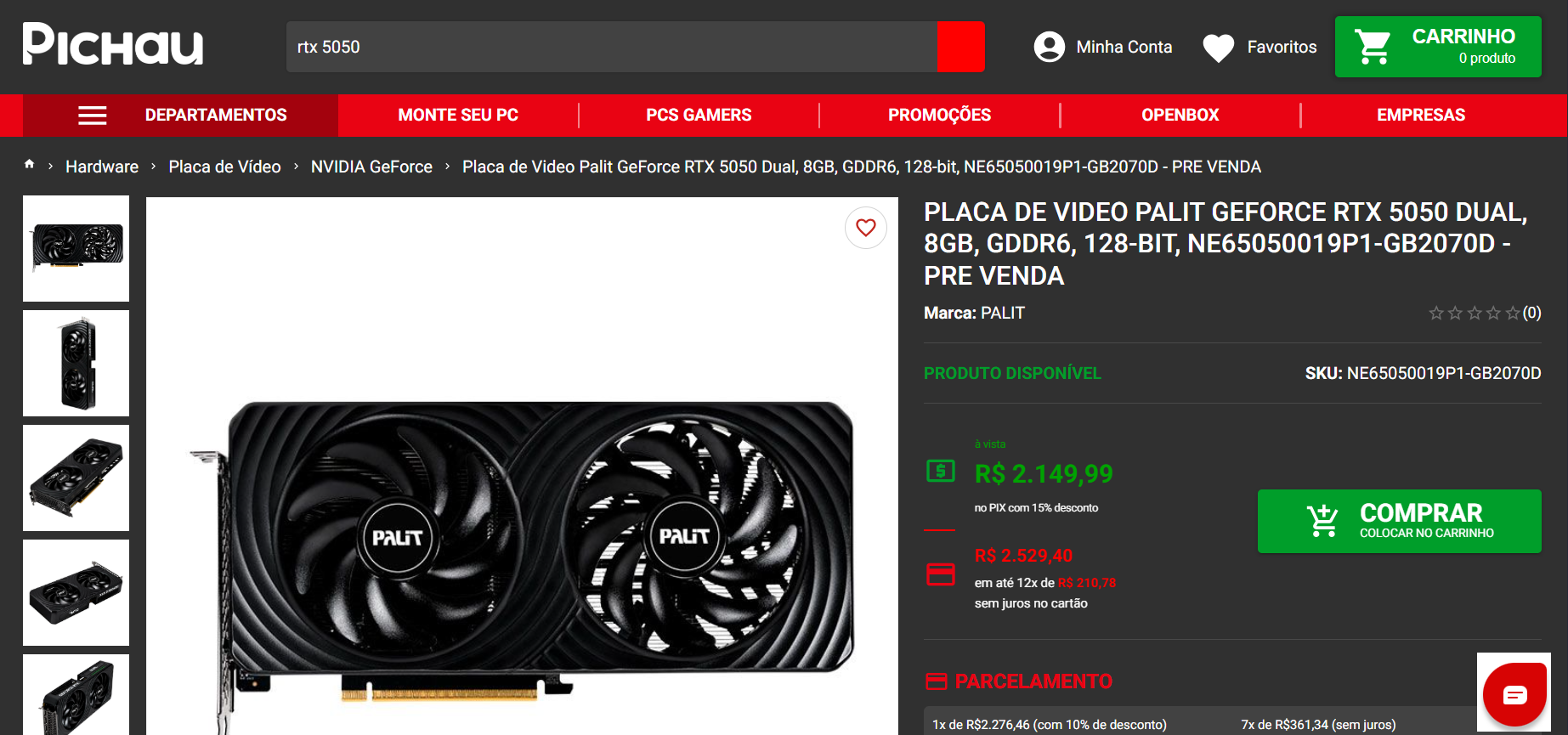 RTX 5050 disponível na Pichau: confira preços, modelos e detalhes 2 RTX 5050