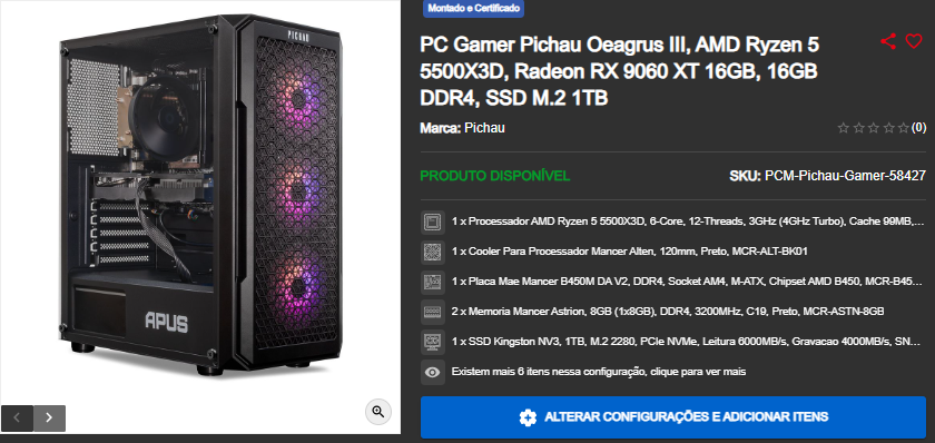 Aniversário Pichau: 3 opções de PC Gamer em promoção 4 Aniversário Pichau: 3 opções de PC Gamer em promoção Captura de tela 2025 08 05 095537.png