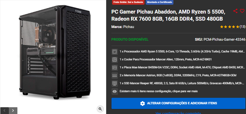 PC Gamer: 3 opções com Ryzen 5500 em promoção na Pichau Captura de tela 2025 08 20 141523.png