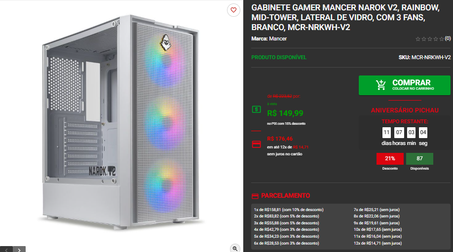 Gabinete Mid-Tower: 3 opções em promoção na Pichau 2 Gabinete Mid-Tower: 3 opções em promoção na Pichau Captura de tela 2025 08 21 095700.png