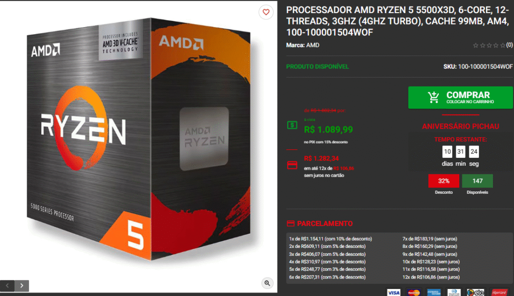 Processador AMD em promoção: 3 opções disponíveis na Pichau 2 Processador AMD em promoção: 3 opções disponíveis na Pichau Captura de tela 2025 08 22 162846