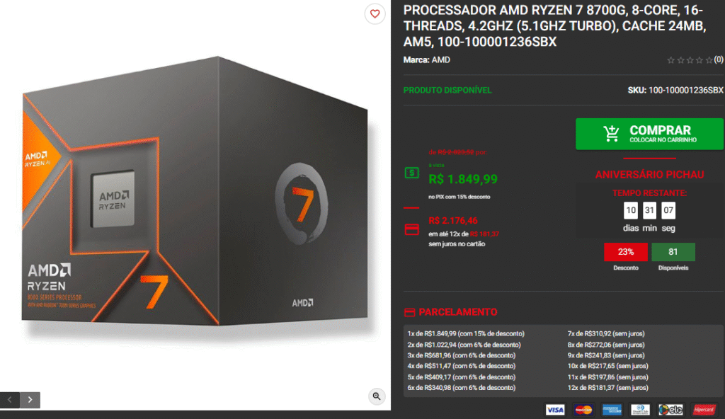 Processador AMD em promoção: 3 opções disponíveis na Pichau 3 Processador AMD em promoção: 3 opções disponíveis na Pichau Captura de tela 2025 08 22 162856
