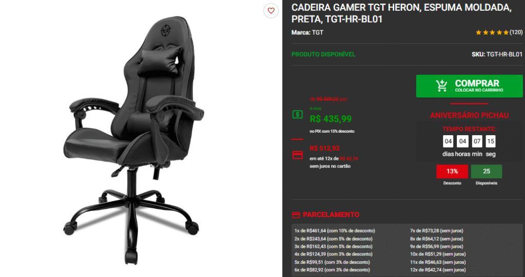 Cadeira Gamer em promoção: 3 opções com desconto na Pichau 4 Cadeira Gamer em promoção: 3 opções com desconto na Pichau Captura de tela 2025 08 28 125248