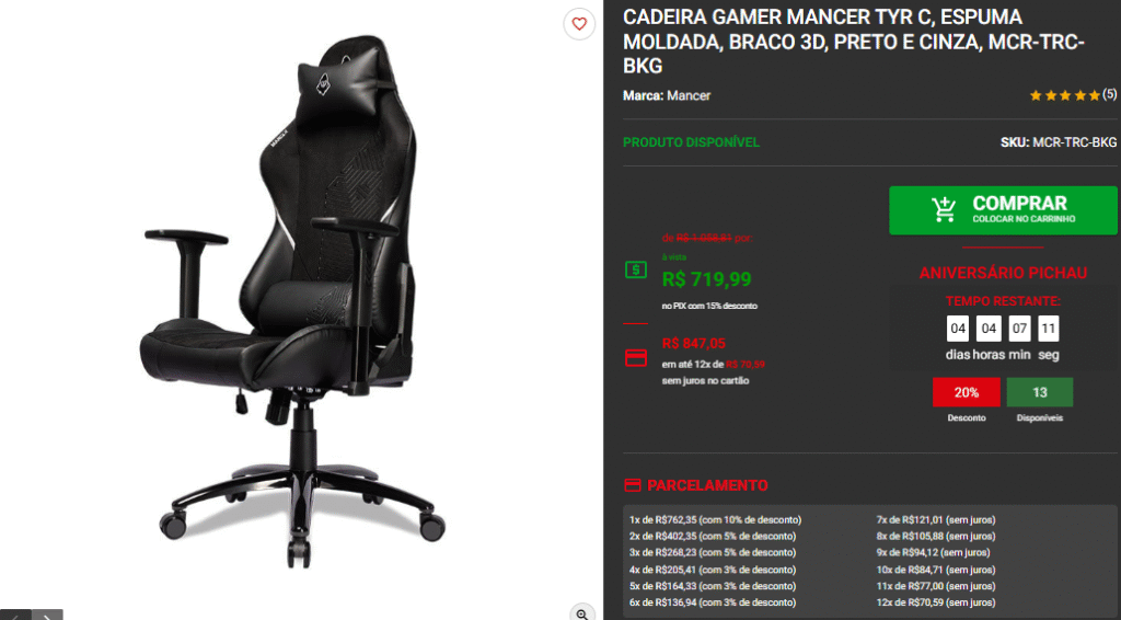 Cadeira Gamer em promoção: 3 opções com desconto na Pichau 3 Cadeira Gamer em promoção: 3 opções com desconto na Pichau Captura de tela 2025 08 28 125252