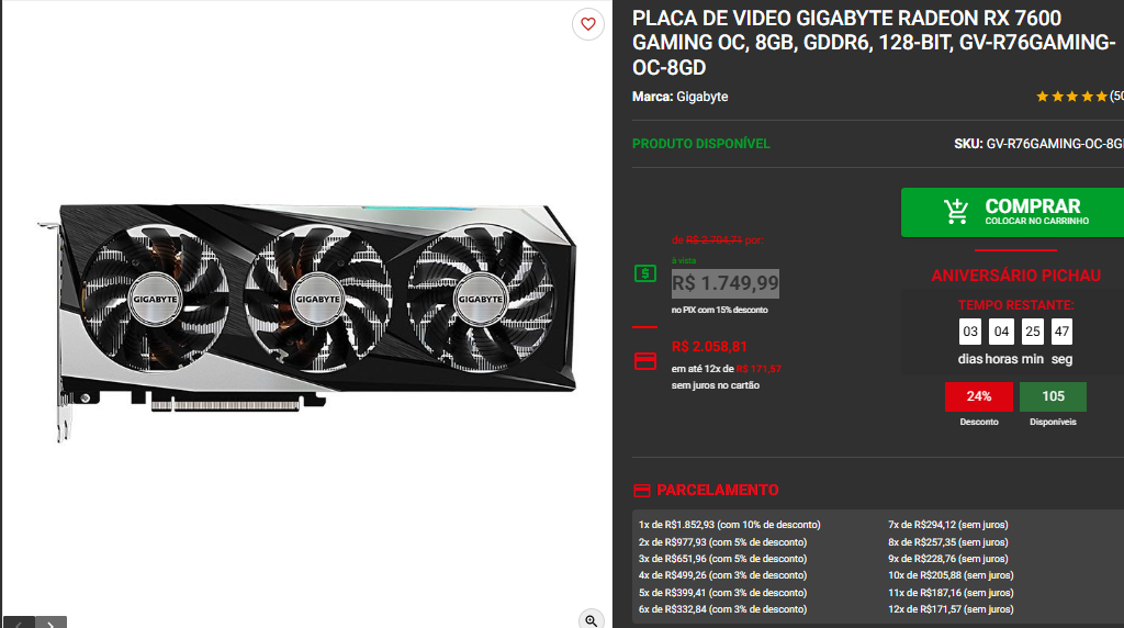 Placa de vídeo em promoção: 3 opções disponíveis na Pichau 2 Placa de vídeo em promoção: 3 opções disponíveis na Pichau Captura de tela 2025 08 29 123415.png