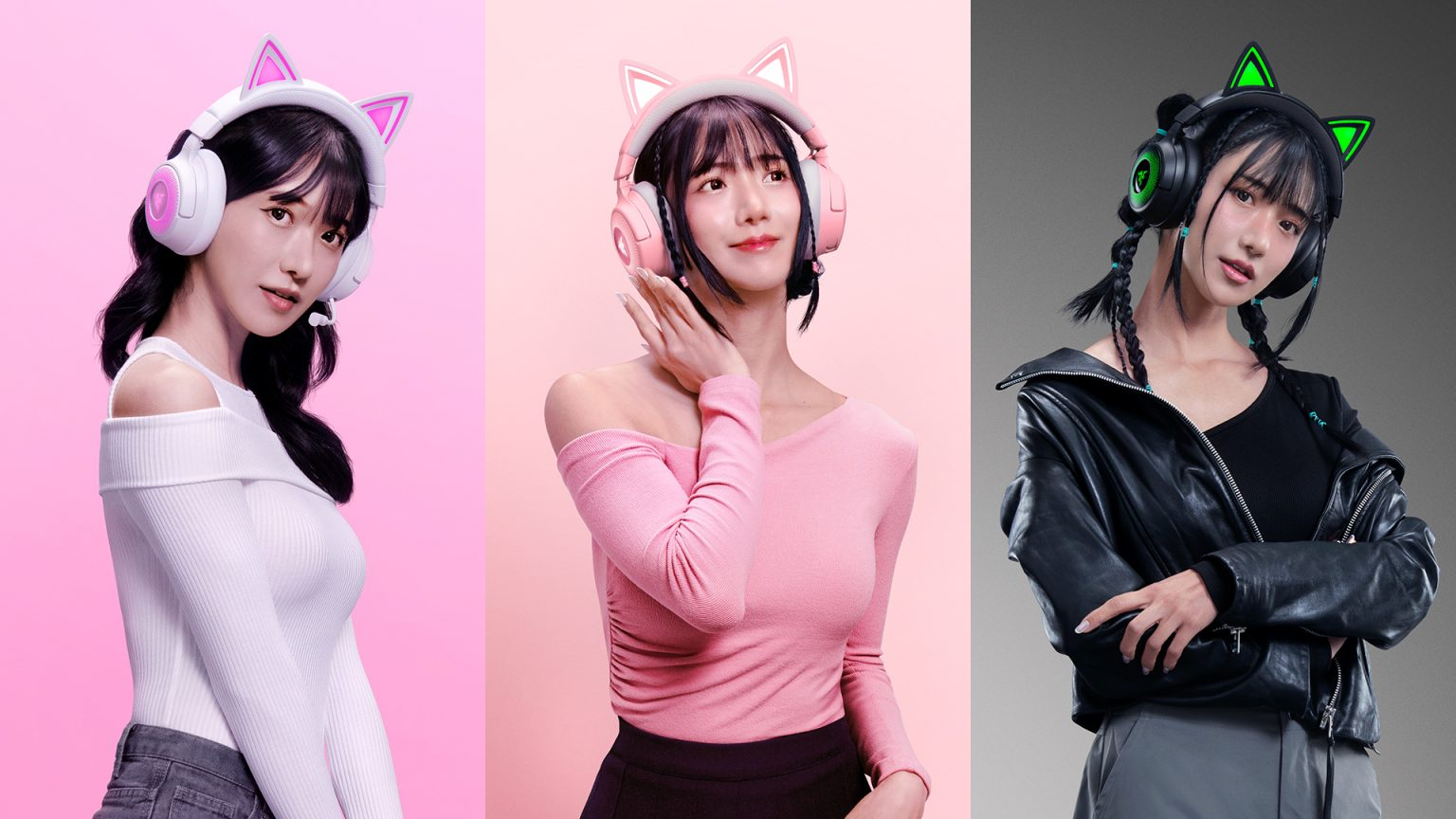 Modelos com diferentes headsets da Razer