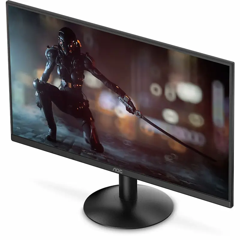 Imagem do monitor gamer AOC com ninja na tela.