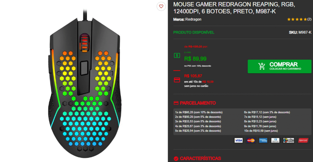 Mouse Gamer por menos de $100: 3 opções disponíveis na Pichau 3 Mouse Gamer por menos de $100: 3 opções disponíveis na Pichau Captura de tela 2025 09 05 133421