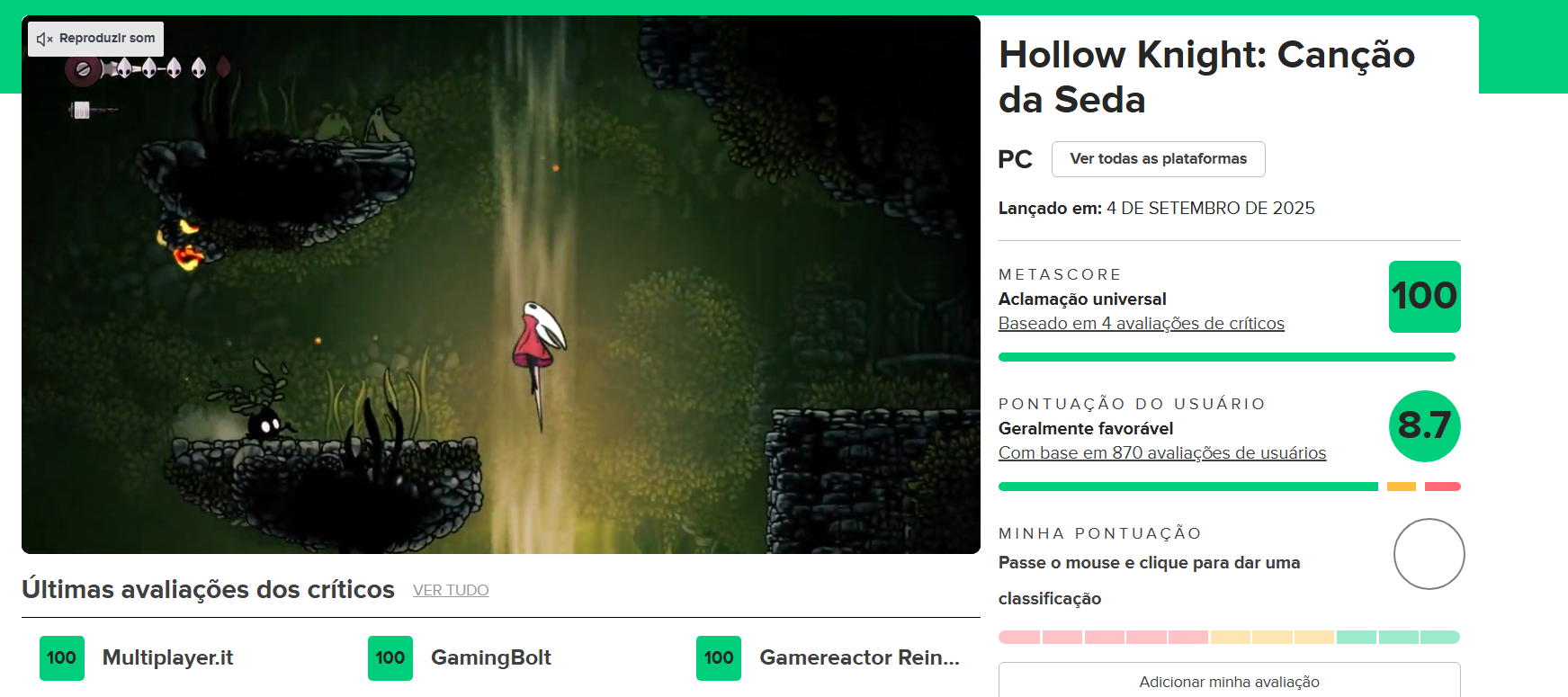 Hollow Knight: Silksong valeu a espera? Sequência conquista críticas 1 Hollow Knight: Silksong valeu a espera? Sequência conquista críticas Captura de tela 2025 09 09 134139.png