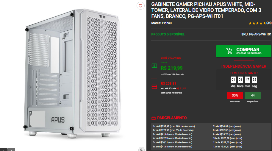 Promoção de Gabinetes: confira 3 opções por menos de R$300 4 Promoção de Gabinetes: confira 3 opções por menos de R$300 Captura de tela 2025 09 11 121230.png