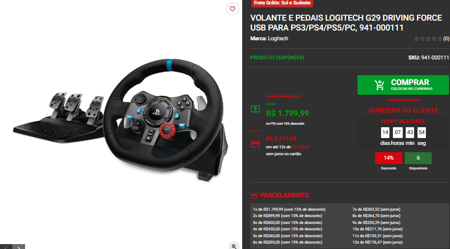 Logitech G29 Driving Force: Volante gamer para imersão definitiva Captura de tela 2025 09 17 091610.png