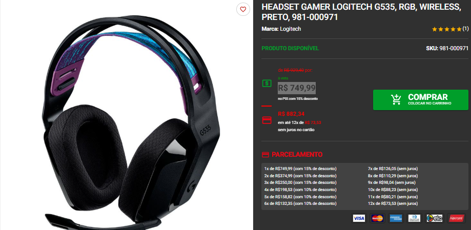 Headset Gamer Logitech G: 3 opções com promoção na Pichau Captura de tela 2025 09 18 151708.png
