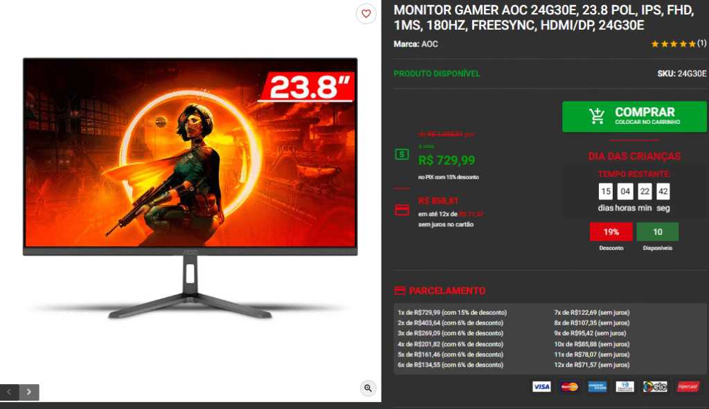 Promo Monitores Gamer: 3 opções disponíveis na Pichau Captura de tela 2025 10 02 123722