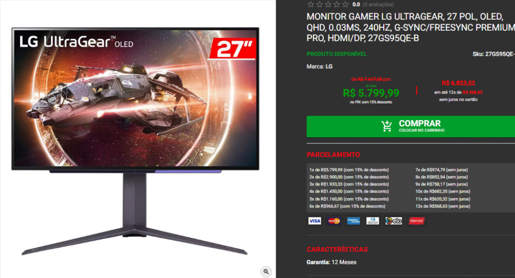 Monitor gamer ultra responsivo: confira 3 opções na Pichau Captura de tela 2025 10 16 091450