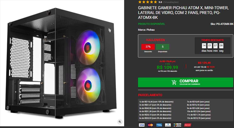 Gabinetes em promoção na Pichau: Confira 3 ofertas Captura de tela 2025 10 20 155257.png