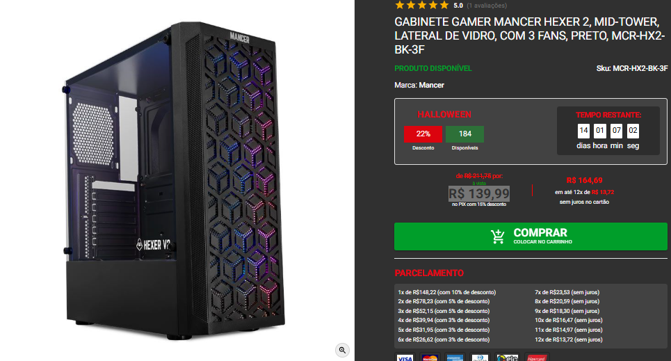 Gabinetes em promoção na Pichau: Confira 3 ofertas Captura de tela 2025 10 20 155304.png