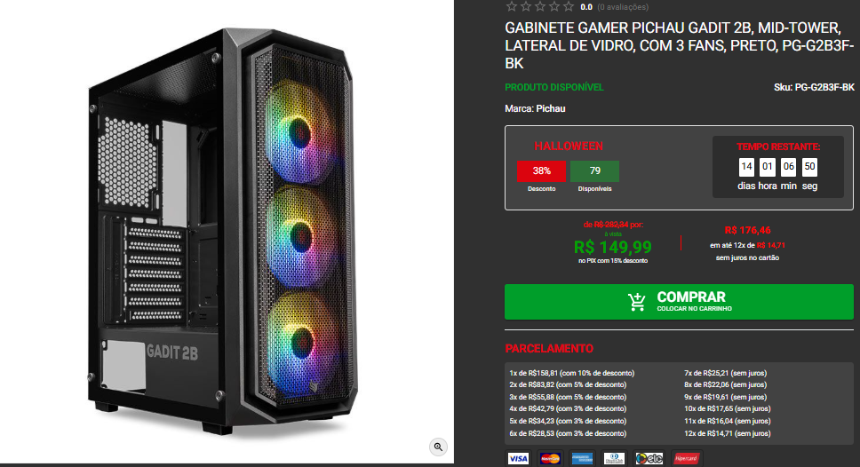 Gabinetes em promoção na Pichau: Confira 3 ofertas Captura de tela 2025 10 20 155315.png