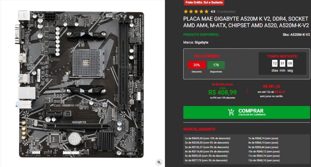 Placa mãe AM4: confira 3 opções em promoção na Pichau Captura de tela 2025 10 22 160858