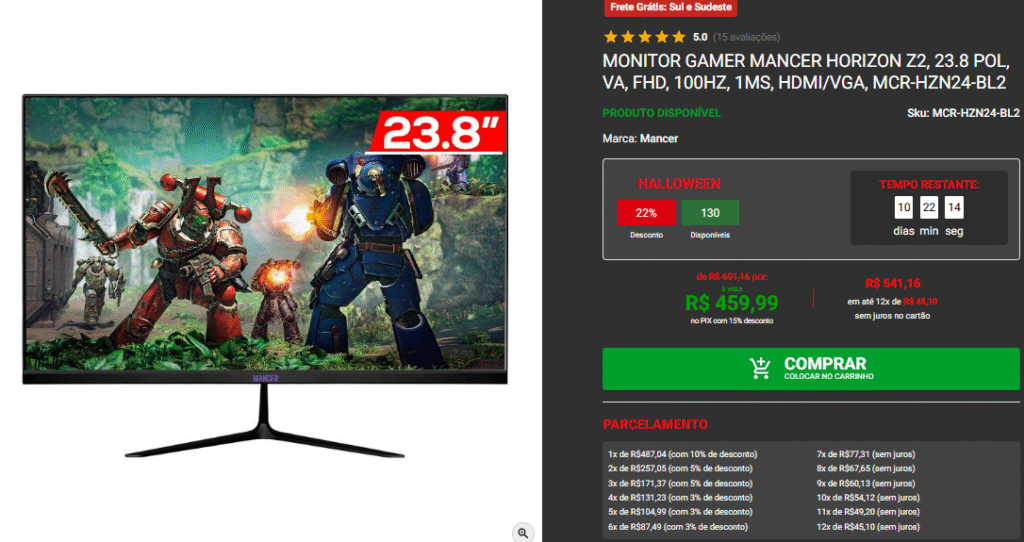 Super promoção de monitores na Pichau: confira 3 modelos Captura de tela 2025 10 24 163750