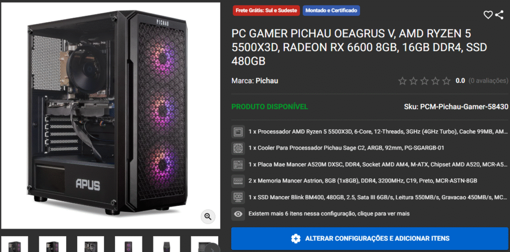 Três PCs Gamers em promoção para Rodar Títulos AAA em 2025 Captura de tela 2025 10 29 104644