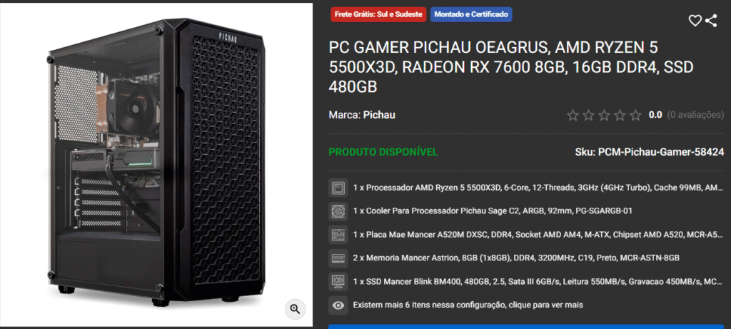Três PCs Gamers em promoção para Rodar Títulos AAA em 2025 Captura de tela 2025 10 29 105557
