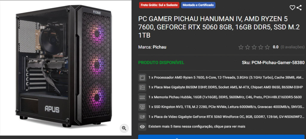 Três PCs Gamers em promoção para Rodar Títulos AAA em 2025 Captura de tela 2025 10 29 110038