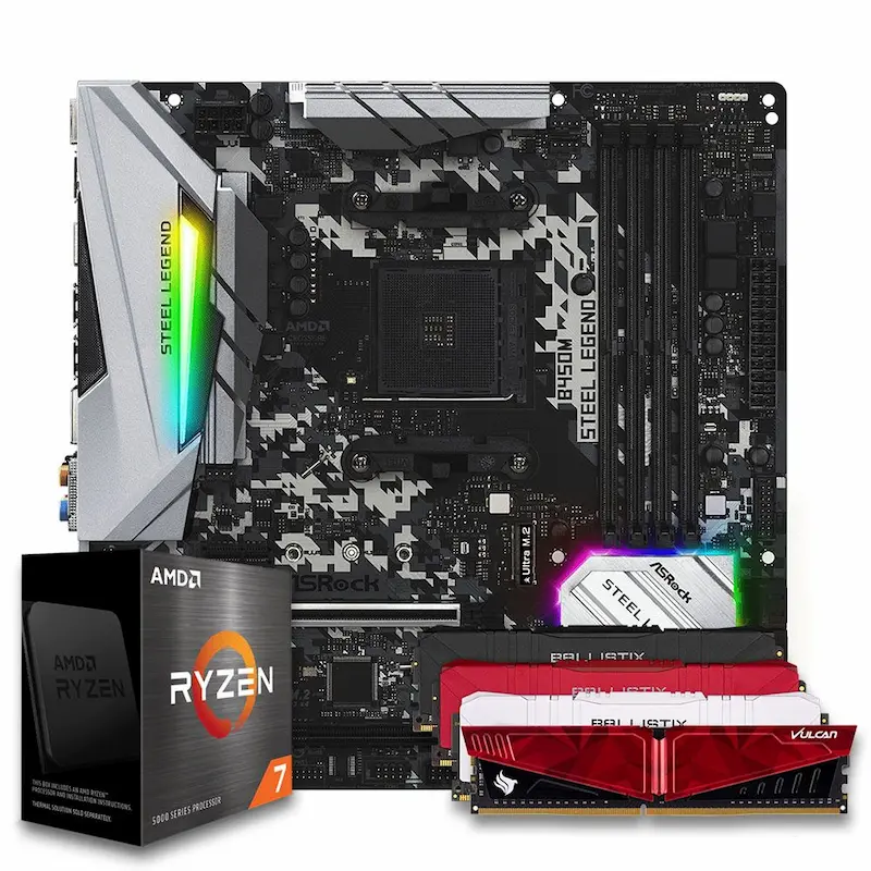 Placa-mãe ASRock B450M Steel Legend com Ryzen 7 e memórias DDR4 Vulcan.