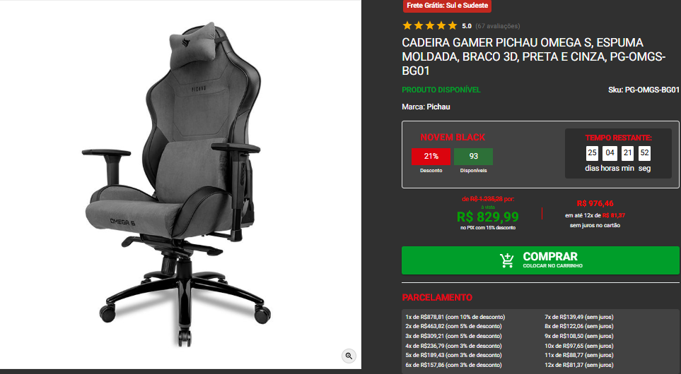 Cadeiras Gamer Pichau: confira 3 promoções no site 4 Cadeiras Gamer Pichau: confira 3 promoções no site Captura de tela 2025 11 06 110513.png
