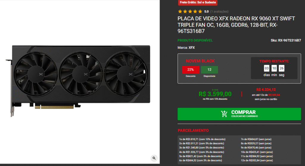 Placa de vídeo em promoção: confira 3 opções na Pichau Captura de tela 2025 11 28 151643