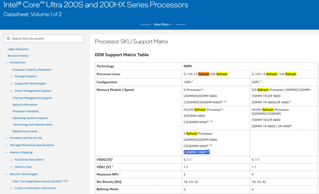 Intel confirma suporte nativo à DDR5 de 7.200MT/s 1 Intel confirma suporte nativo à DDR5 de 7.200MT/s INTEL CORE ULTRA 200K PLUS ARROW LAKE REFRESH