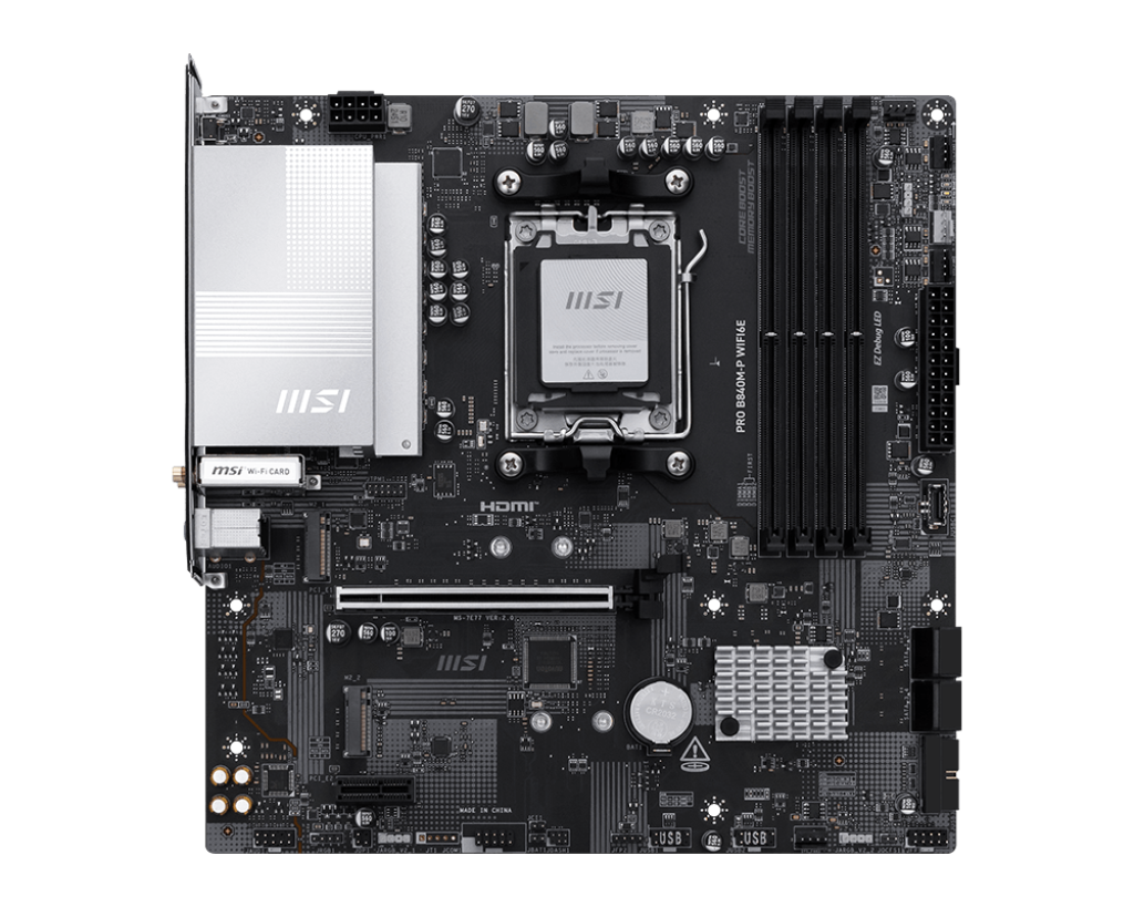 MSI Lança Placa-Mãe B840 com Conectores Traseiros 2 MSI Lança Placa-Mãe B840 com Conectores Traseiros PRO B840M P WIFI6E.png